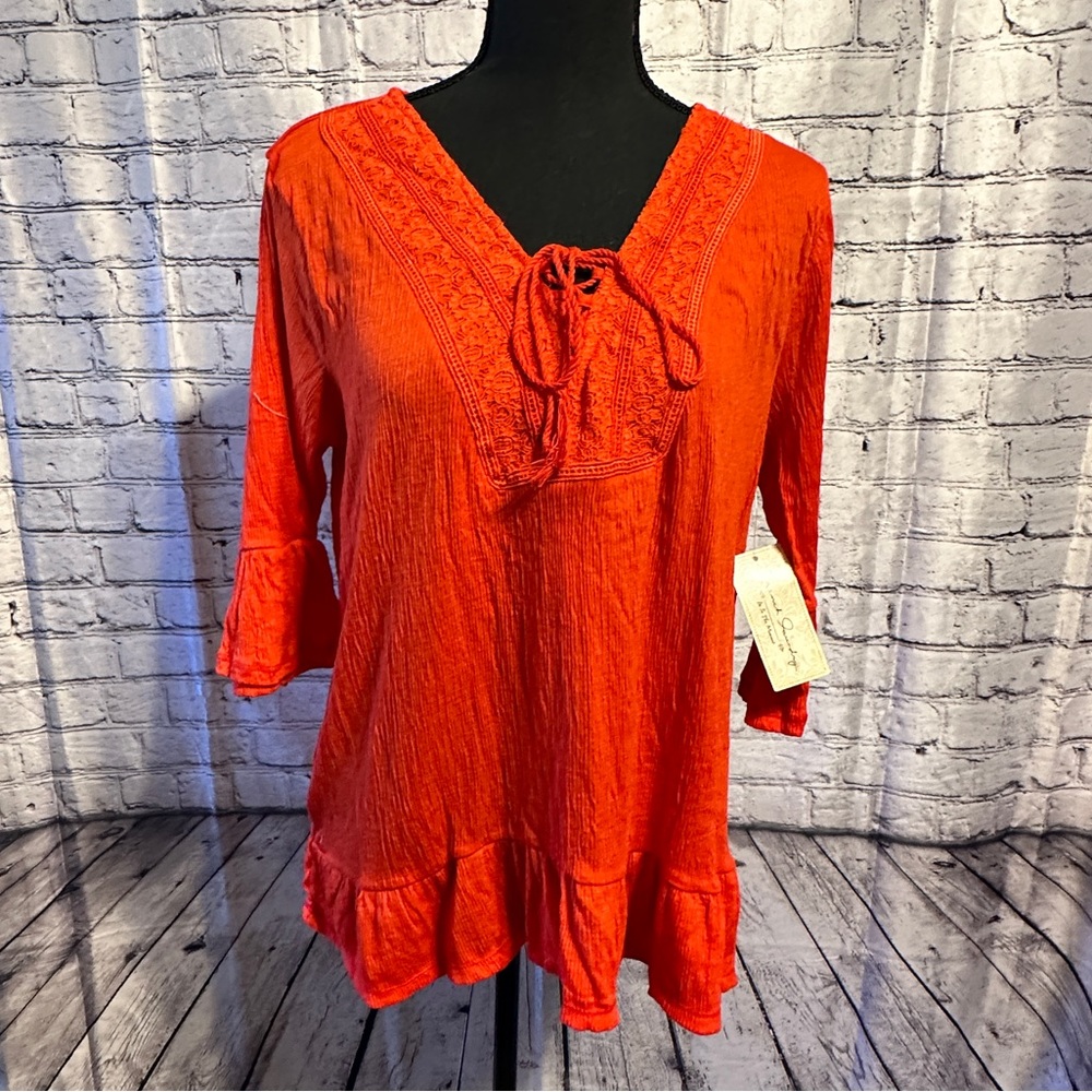 French Laundry Orange Hippie Chic Top Size L NWT